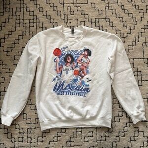 White Jared McCain Duke Basketball Crewneck Sweater